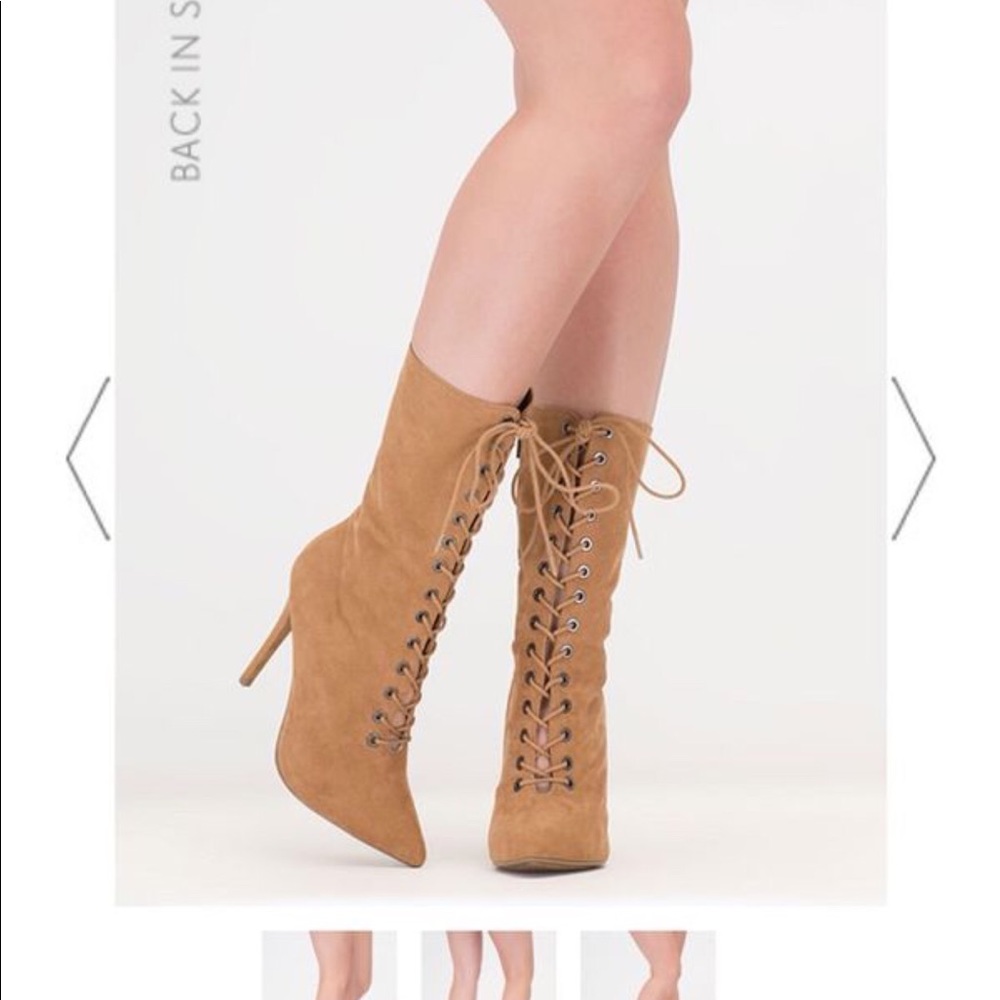 High Point Lace-Up Faux Suede Booties